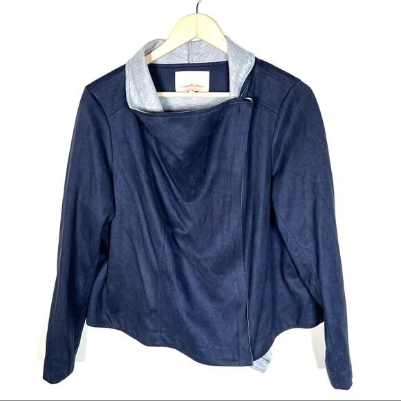 Gibson Latimer Navy blue faux vegan suede full zip jacket size 1X XL B129 - Picture 1 of 4